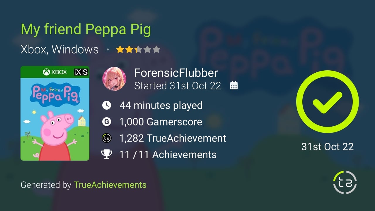 My friend Peppa Pig achievement summary